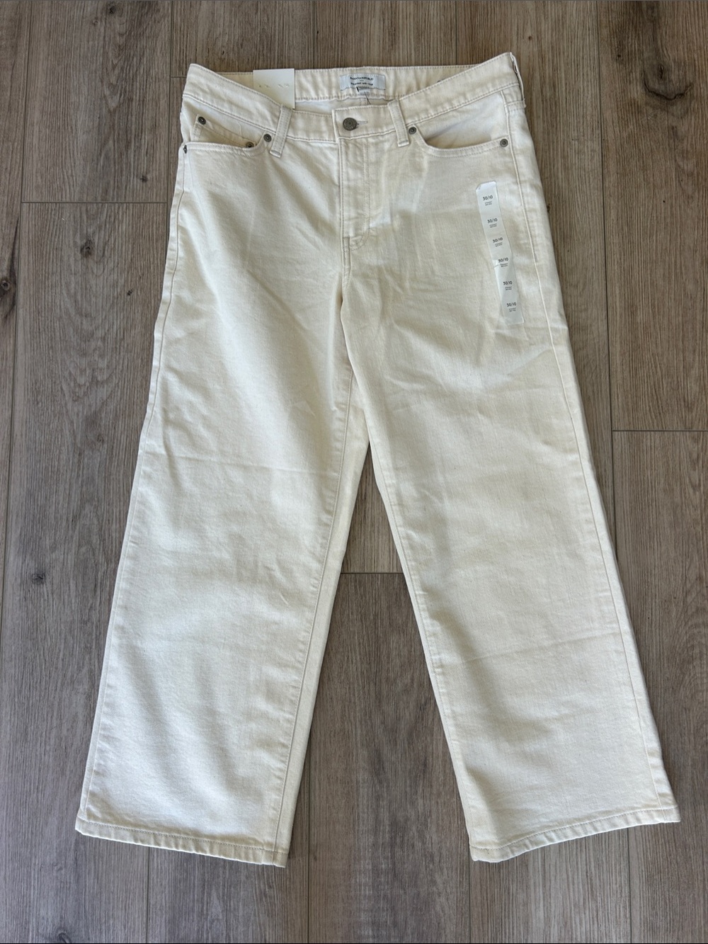Banana Republic Cream Straight-Leg Cropped Jeans